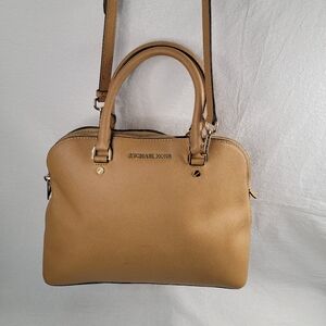 Michael Kors "Luggage" Tan Leather Satchel | Gold Hardware | Structured Work Bag